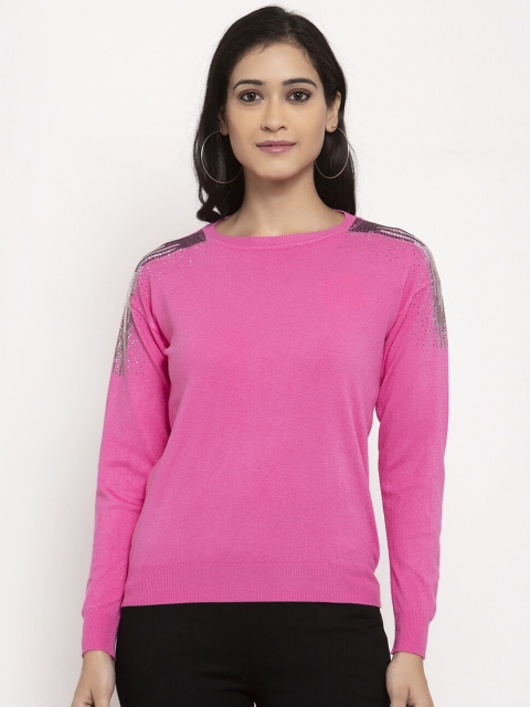 

Global Republic Women Pink & Black Pullover with Embellished Detail