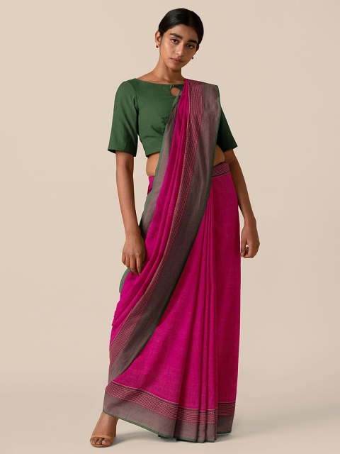 

Taneira Pink & Black Pure Cotton Chettinad Saree