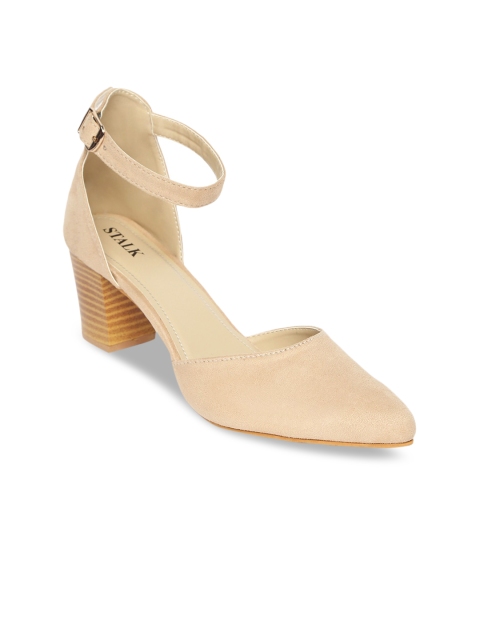 

STALK Beige Block Pumps with Buckles