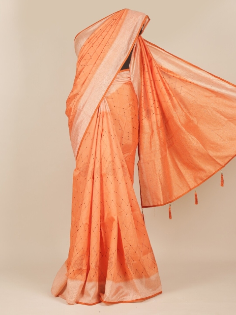 

Pothys Peach-Coloured Printed Cotton Blend Saree