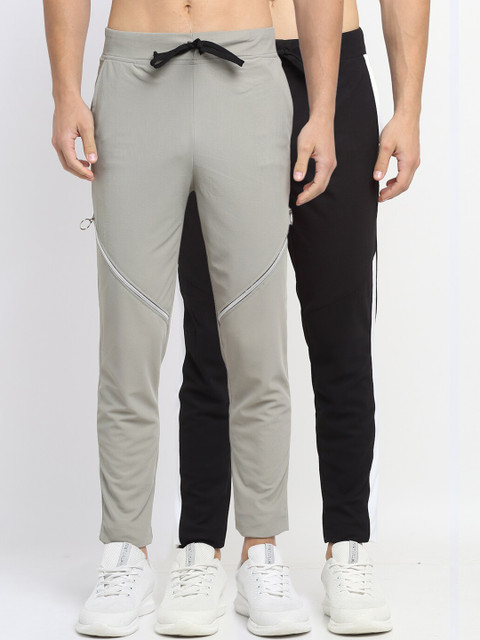 

NEUDIS Men Pack Of 2 Solid Slim-Fit Track Pants, Black
