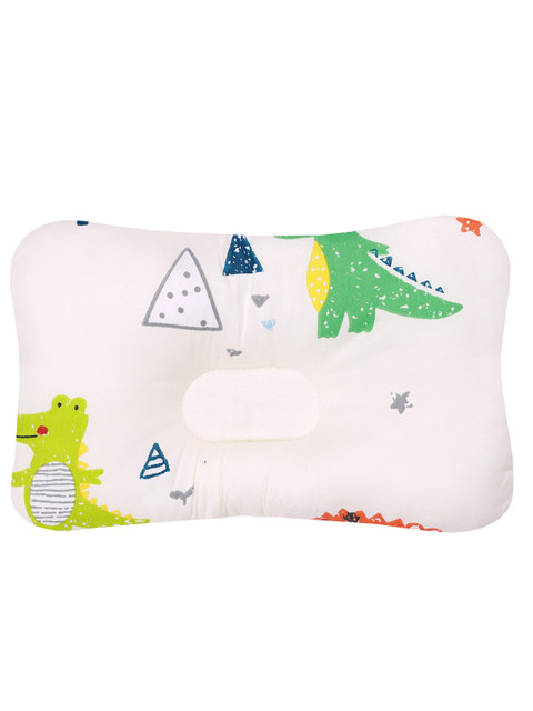 

KICKS & CRAWL Kids White & Green Dino Land Printed Cotton Pillow