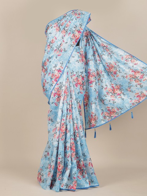 

Pothys Blue & Pink Floral Saree