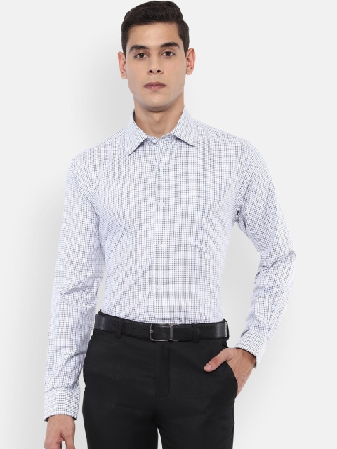 

Van Heusen Men Blue Grid Tattersall Checks Checked Formal Shirt