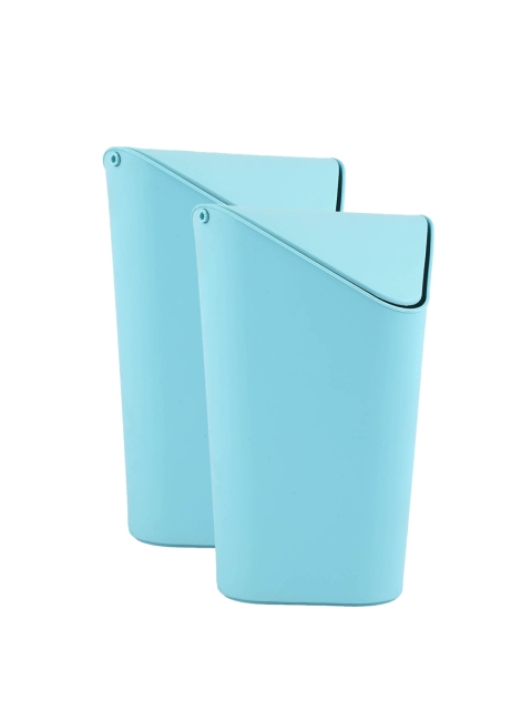 

YOYOSO Set Of 2 Blue Solid Triangular Trash Can With Lid