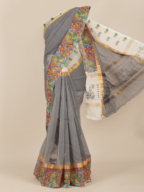 

Pothys Grey & Red Printed Saree