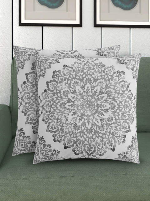 

Home Centre Set Of 2 White & Grey Ebony Nomad Printed Filled Cushions