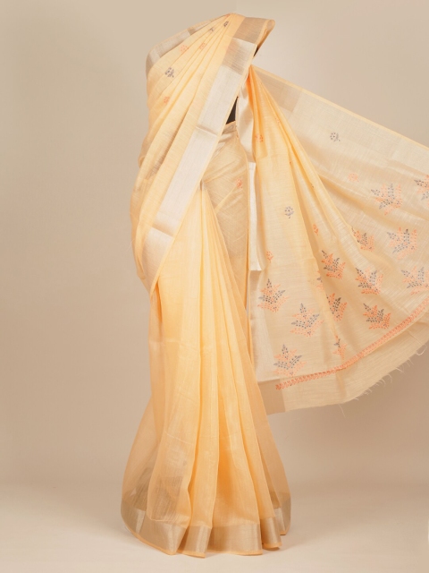 

Pothys Peach & Grey Floral Pure Cotton Saree