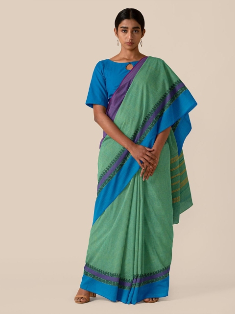 

Taneira Green & Blue Pure Cotton Chettinad Saree