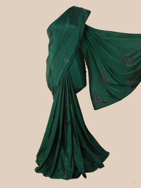 

Pothys Green & Brown Ethnic Motifs Beads and Stones Art Silk Saree