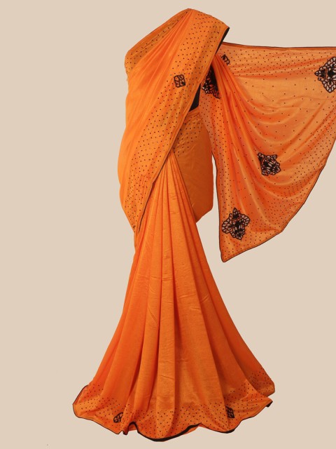 

Pothys Orange Embellished Beads and Stones Art Silk Saree