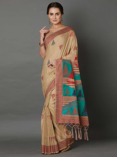 

Mitera Beige & Blue Silk Cotton Saree