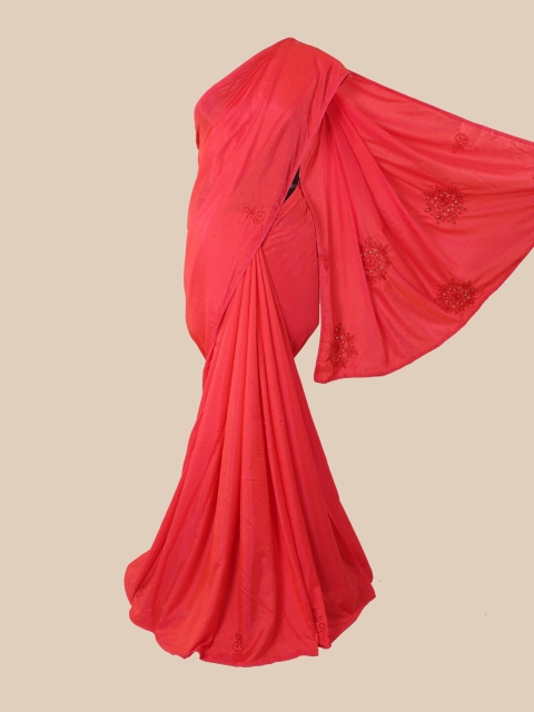 

Pothys Pink Art Silk Saree With Embellished Border