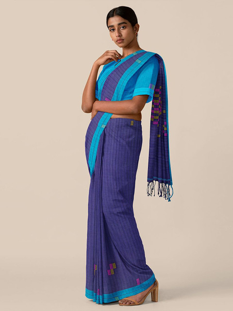 

Taneira Blue & Pink Woven Design Pure Cotton Saree