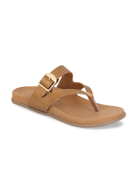 

Zyla Women Gold-Toned T-Strap Flats