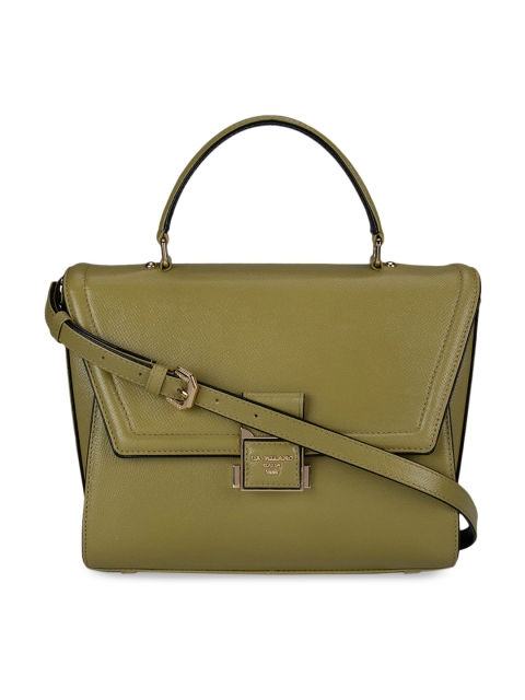 

Da Milano Green Textured Leather Structured Satchel