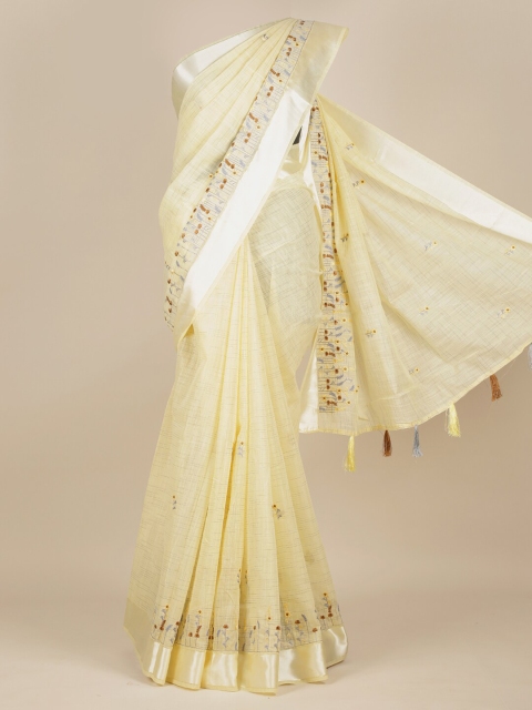 

Pothys Cream & Grey Floral Zari Pure Cotton Saree