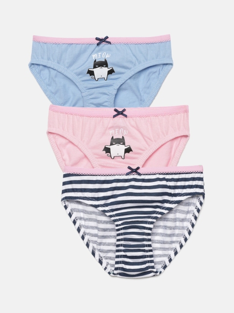 

mackly Girls Pack Of 3 Assorted Cotton Basic Briefs MB-21