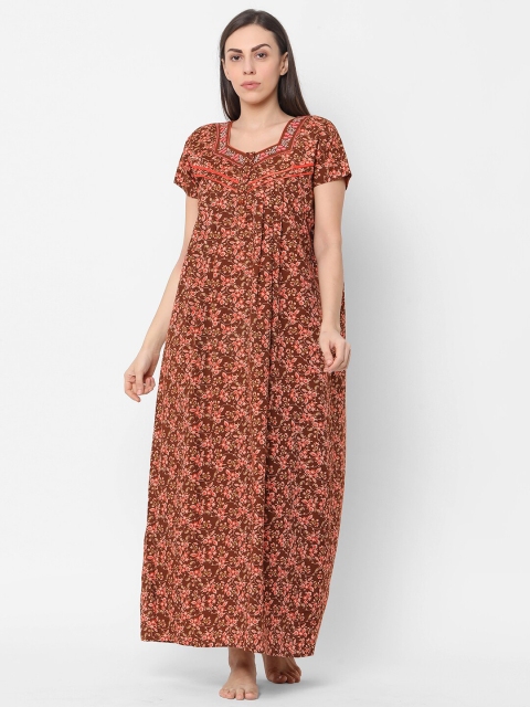 

Sweet Dreams Brown Printed Maxi Nightdress