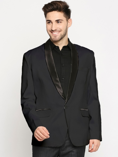 

Blacksmith Men Black Solid Tuxedo Party Blazer