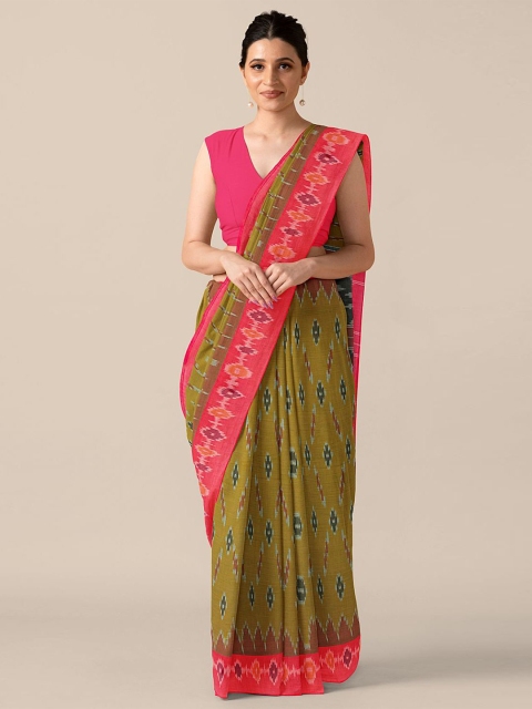 

Taneira Green & Pink Pure Cotton Pochampally Saree