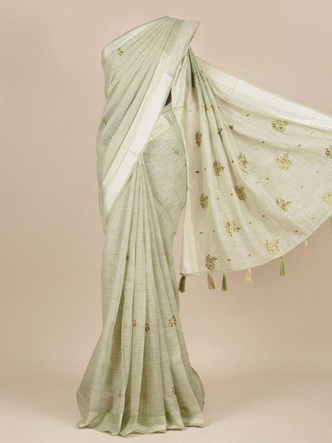 

Pothys Women Green Pure Cotton Embroidered Saree