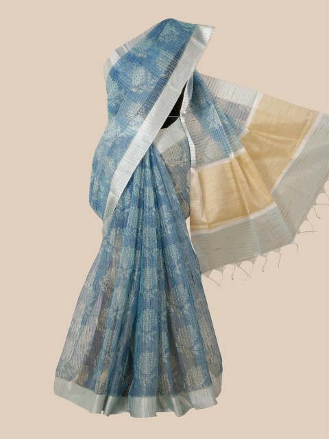 

Pothys Blue Ethnic Motifs Tissue Saree