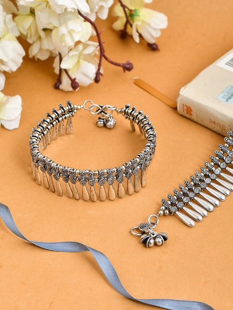 

Silvermerc Designs Set of 2 Silver-Plated Bridal Anklets