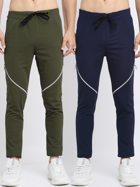 

NEUDIS Men Pack of 2 Solid Structured Slim Fit Track Pants, Olive