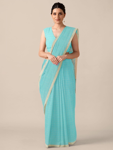 

Taneira Turquoise Blue Pure Cotton Taant Saree