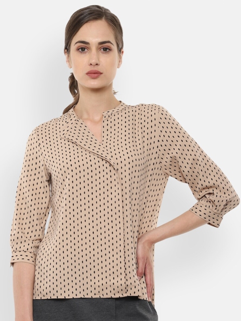 

Van Heusen Woman Beige Mandarin Collar Regular Top