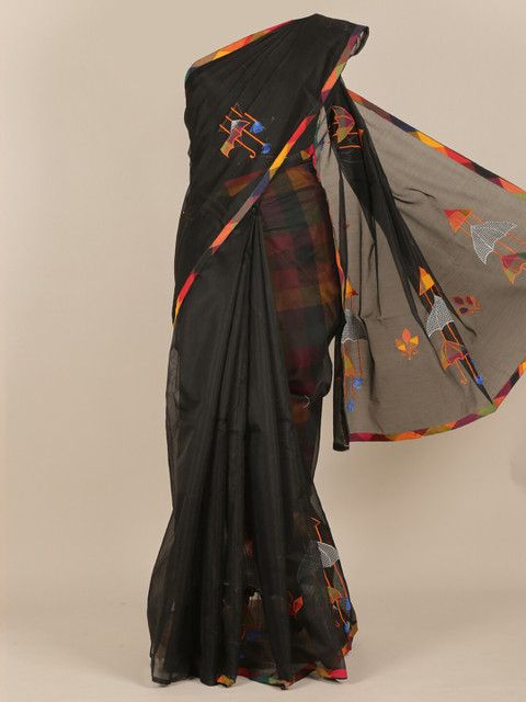 

Pothys Black & Yellow Embellished Saree