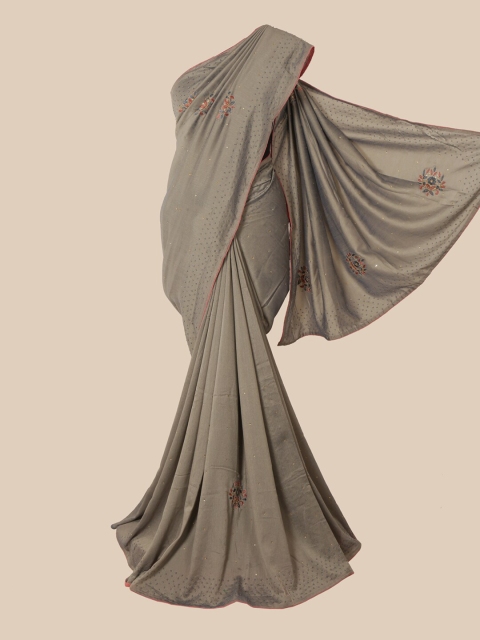 

Pothys Grey Beads and Stones Art Silk Heavy Work Saree