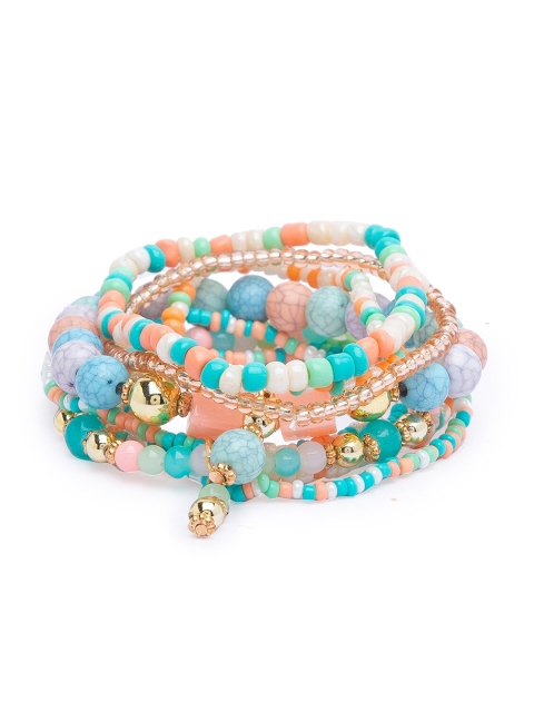 Globus Women Multicoloured Gold-Plated Elasticated Bracelet, Multi