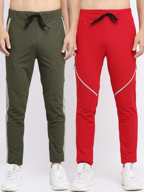 

NEUDIS Men Pack of 2 Solid Structured Slim Fit Track Pants, Olive