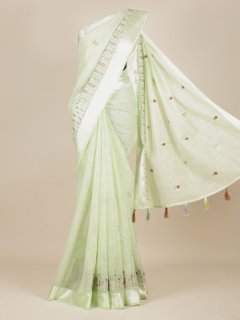 

Pothys Green & Brown Embroidered Zari Pure Cotton Saree