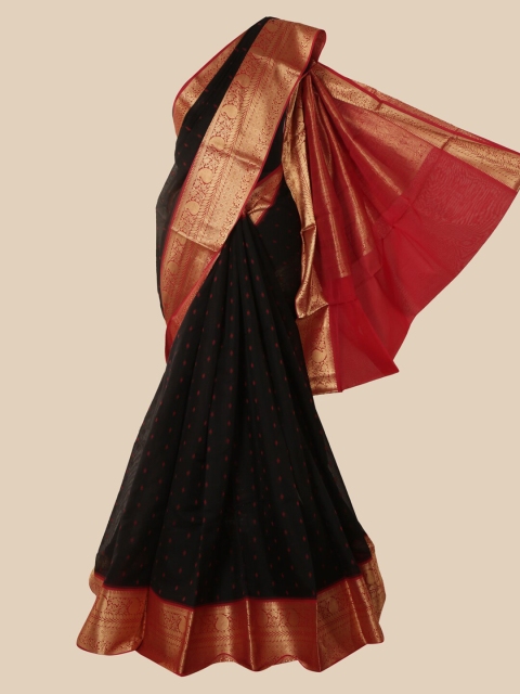 

Pothys Black & Maroon Pure Silk Kanjeevaram Saree
