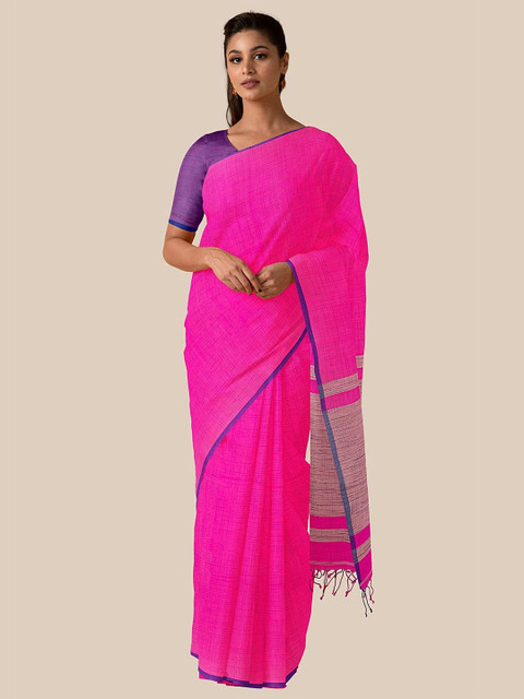 

Taneira Pink & Purple Woven Design Pure Cotton Saree