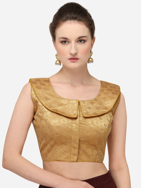 

Fab Dadu Beige & Gold Color Woven Design Jacquard Phantom Silk Saree Blouse