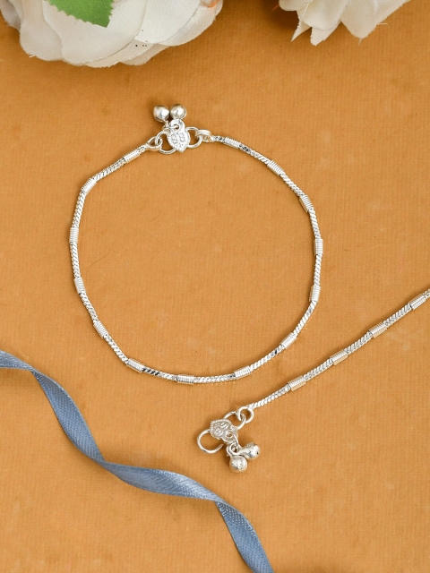 

Silvermerc Designs Set Of 2 Silver-Plated Handcrafted Anklets