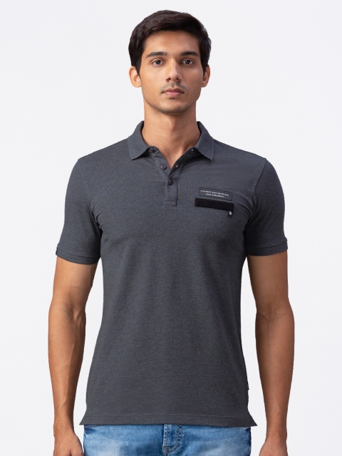 

SPYKAR Men Grey Cotton Polo Collar Slim Fit T shirt