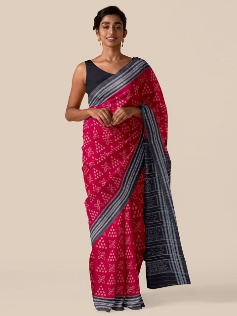 

Taneira Red & Black Ethnic Motifs Pure Cotton Sambalpuri Saree