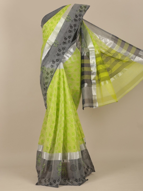 

Pothys Green & Grey Floral Zari Saree