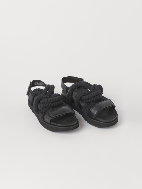

H&M Women Leather Rope Sandals, Black