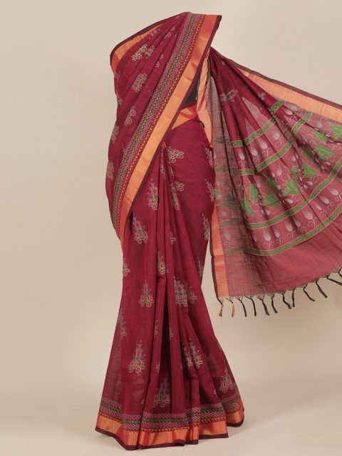 

Pothys Maroon Ethnic Motifs Saree