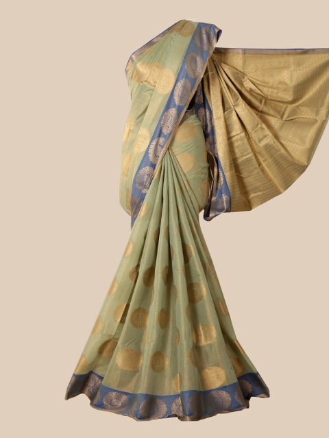 Pothys Green & Gold-Toned Ethnic Motifs Zari Saree