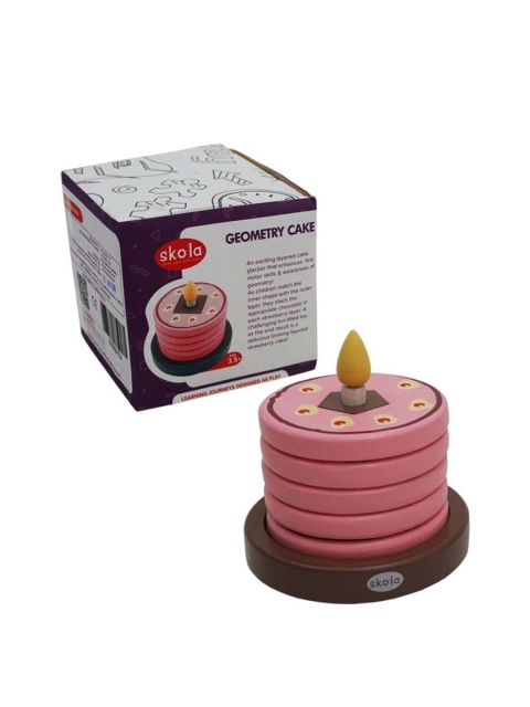 SKOLA Kids Pink & Brown Geometry Cake Slot & Stack Learning & Development Toy