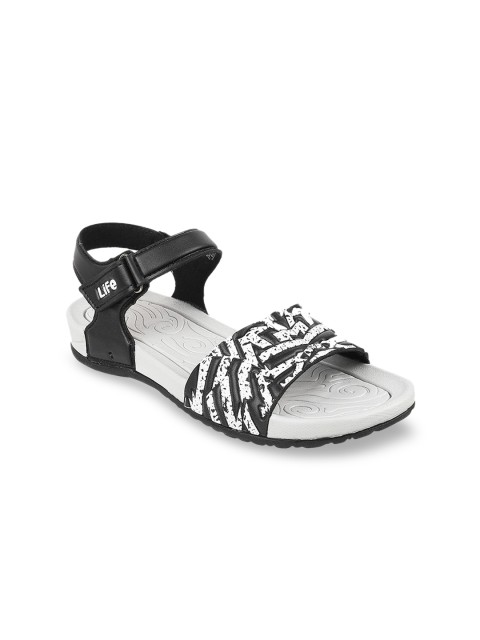 

WALKWAY Women Black Printed Open Toe Flats