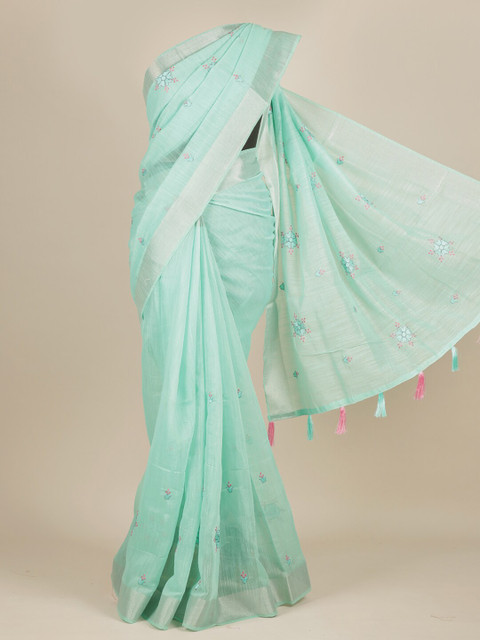 

Pothys Sea Green Floral Zari Pure Cotton Saree