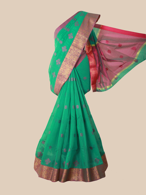 

Pothys Green & Pink Woven Design Zari Saree